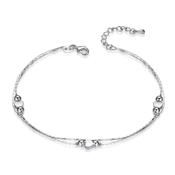 

Fashion New 925 Sterling Silver Heart Women Chain Ankle Bracelet Sandal Beach Foot Anklet Gift 1PC Free Shipping