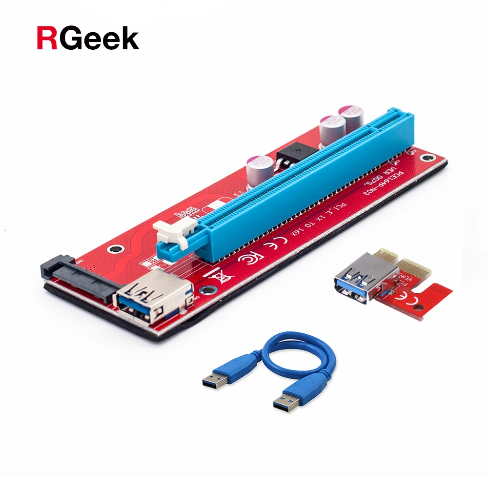 

Riser 007 Extender Cable USB 3.0 Converter SATA PCI Express PCI-E 1X to 16X Riser Card Power Supply Cable For Bitcoin Mining