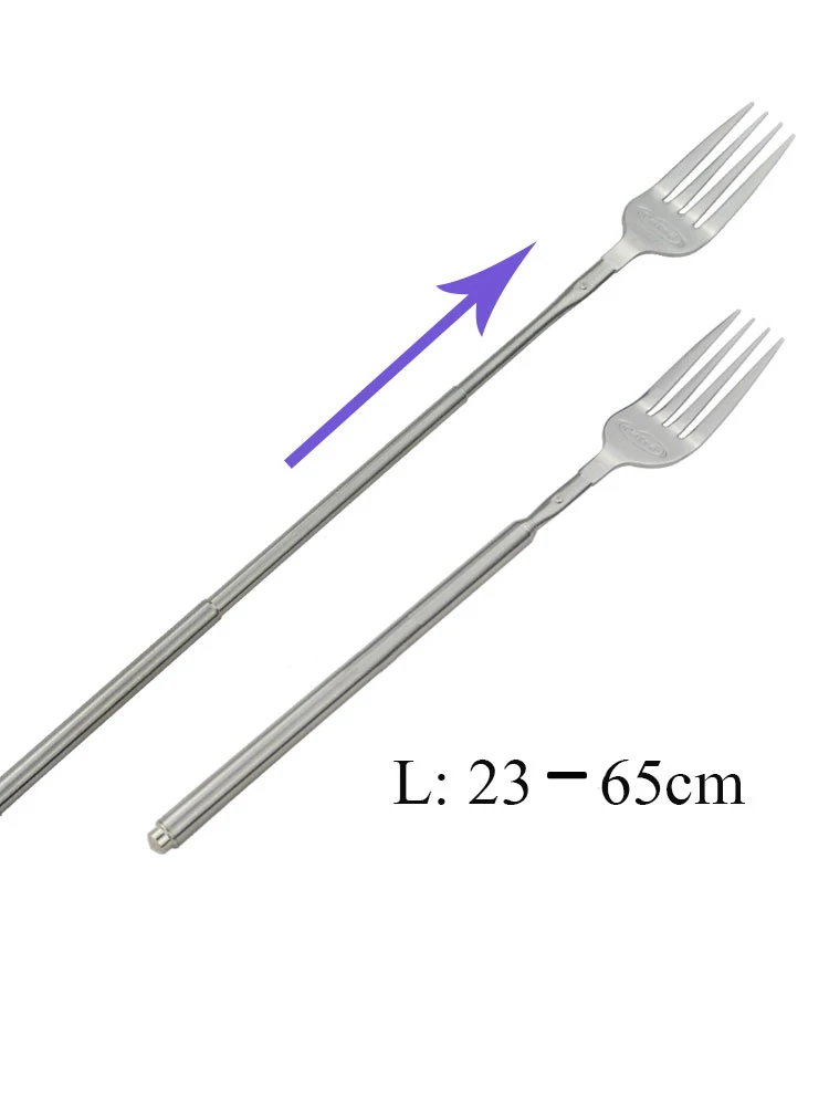 Stainless steel BBQ Telescopic Extendable Dinner Fork Fruit Dessert