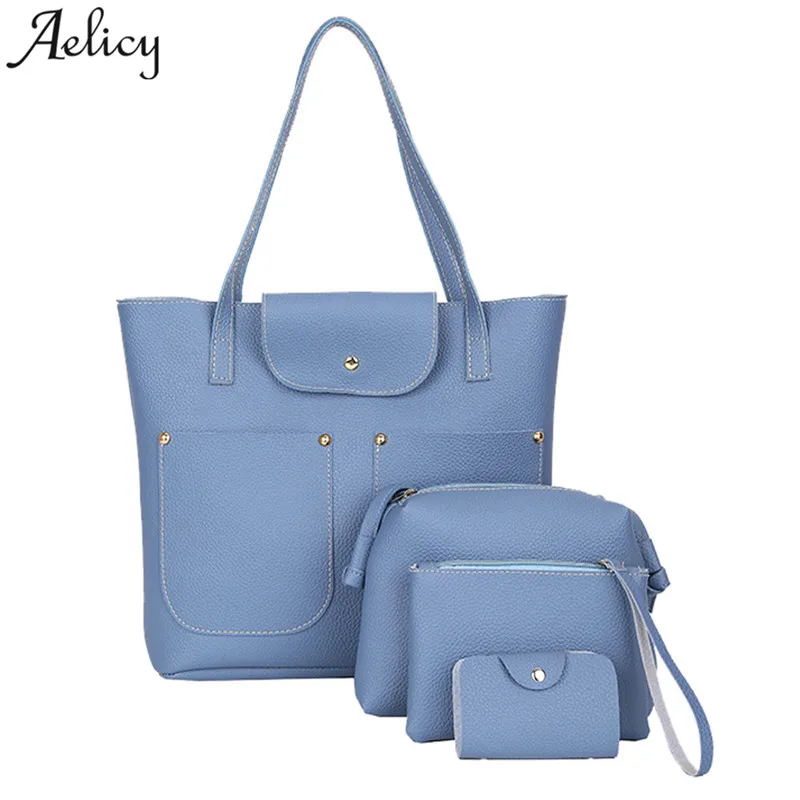 

Aelicy Women Shoulder Bag 4Pcs Pattern Leather Handbag+Crossbody Bag+Messenger Bag+Card Package bolsa feminina dropship 2019 hot
