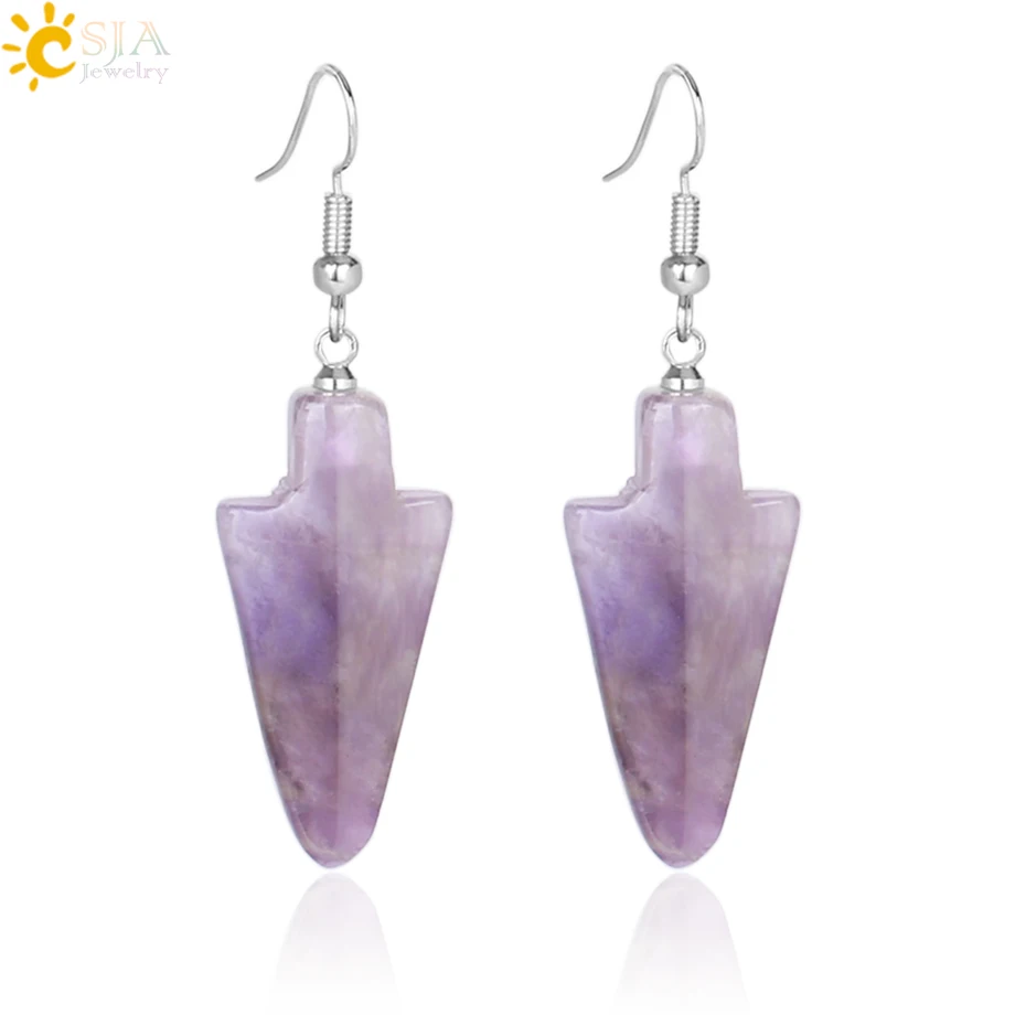 Серьги подвески CSJA Reiki Boho серьги в виде стрел с натуральным камнем Ушная подвеска