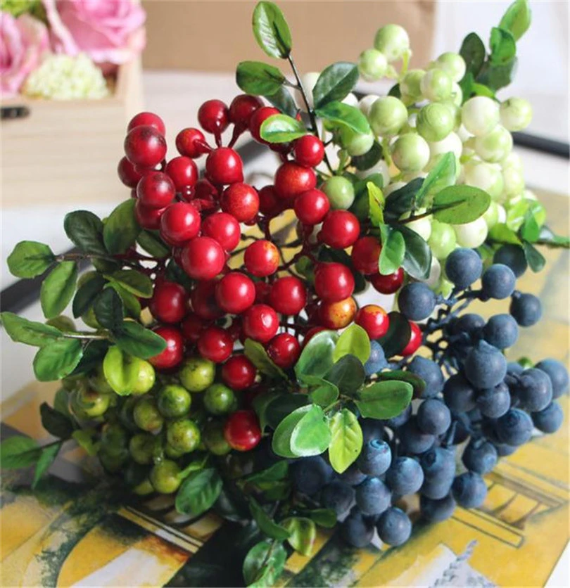 偽のフルーツベリー束人工秋シリーズブルーベリー結婚式のセンターピースパーティーホームクリスマス装飾 Fruit Berries Fake Fruitberry Artificial Aliexpress