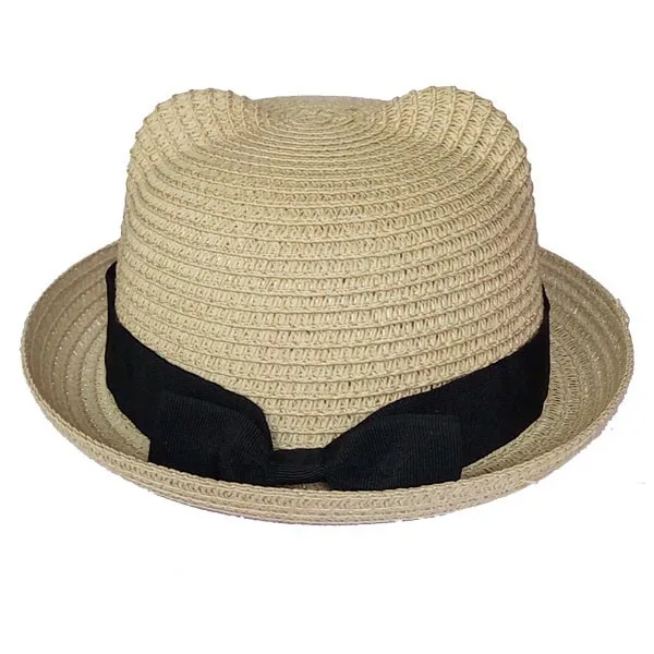 [DINGDNSHOW] Новый детские соломенные шляпы летняя шляпа детская пляжная Защита от солнца Детские уха Винтаж для маленьких мальчиков и девочек