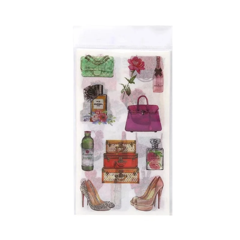 6 штук самодельная бумага модная Косметика наклейки на ступни и сумки бумага Васи стикер/DIY Украшение Руководство стикер