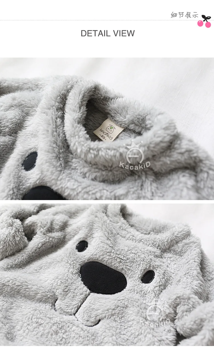 Kacakid/Зимние Детские Теплые Топы с пушистым медведем, утепленная Вельветовая рубашка для мальчиков и девочек детское милое мягкое пальто хлопковый свитер для малышей