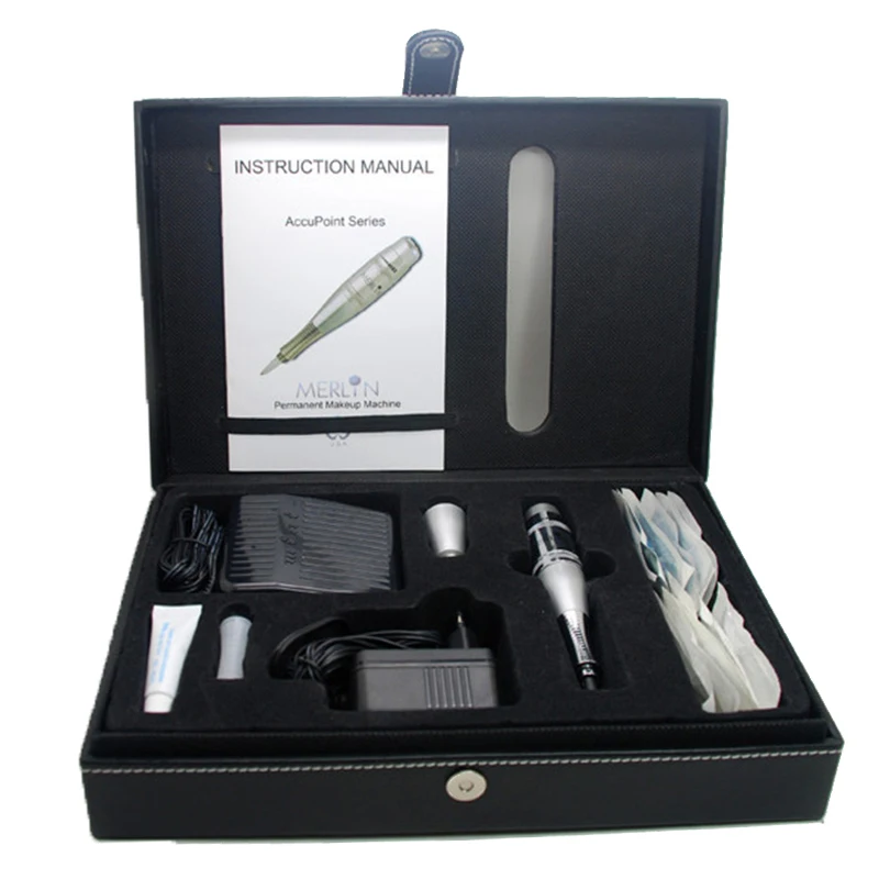 

Merlin Professional Tattoo Kits Silver Permanent Makeup Machine Pen Sets For Eyebrow Lips Make Up Cosmetic Supplies Tools