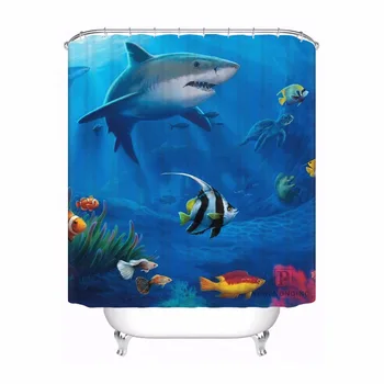 

Custom Underwater World Bathroom Acceptable Shower Curtain Polyester Fabric Bathroom Curtain #180320-01-172