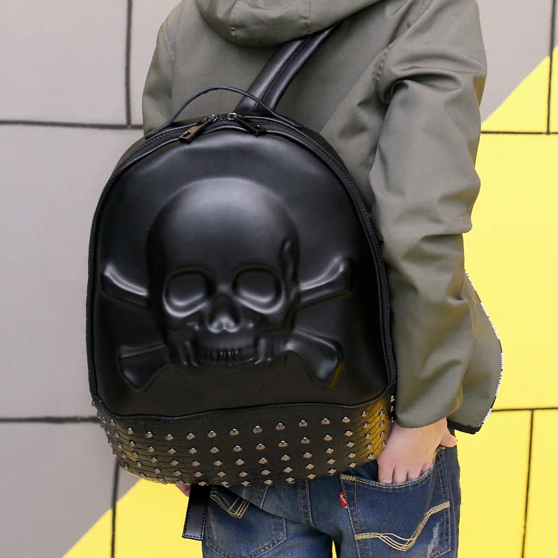 

Creative shoulder bag male personality rivet computer backpack female student bag