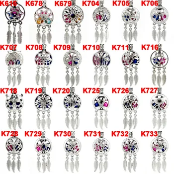 

26pcs/lot Silver Alloy Mix Dream Catcher Beaty Leaf Pearl Beads Cage Pendant Fairytale Party Essential Oil Diffuser