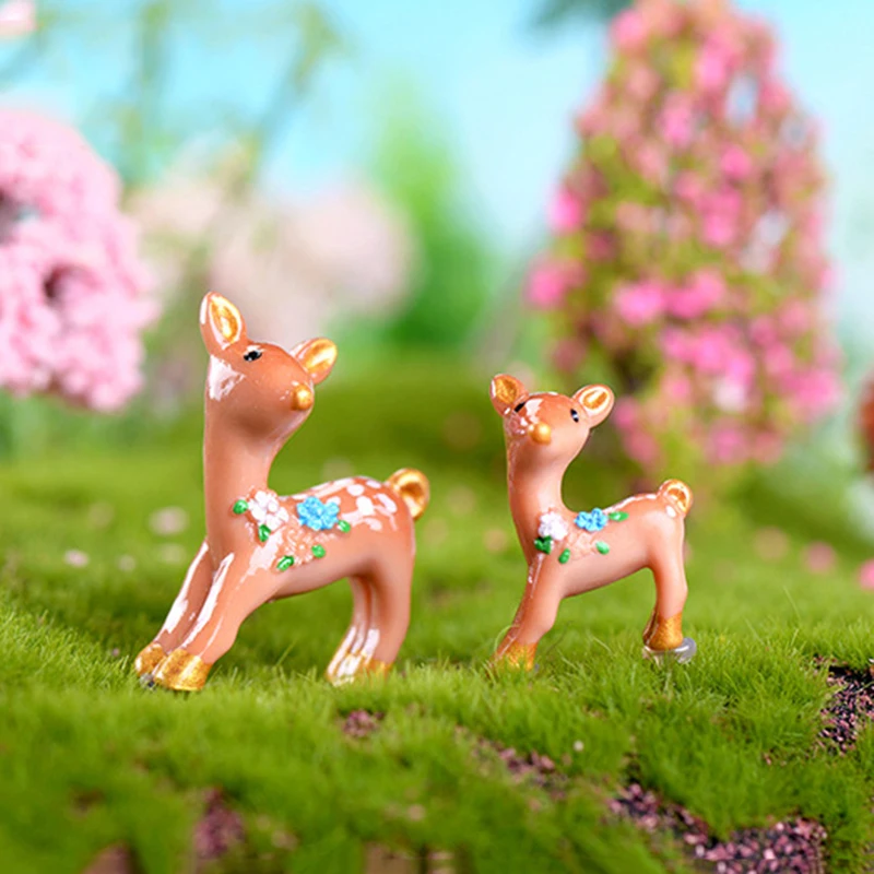 ZOCDOU 1 Piece Merry Christmas Day Deer Reindeer Santa Claus Model Small Statue Figurine Crafts Figure Ornament Miniatures DIY | Дом и сад