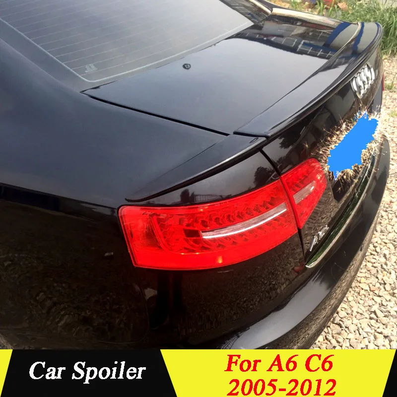 Для Audi A6 C6 2005-2012 задний спойлер 3 шт./компл. PU Материал грунтовка Цвет автомобильное украшение в виде хвостового крыла багажник спойлер для AUDI A6 C6