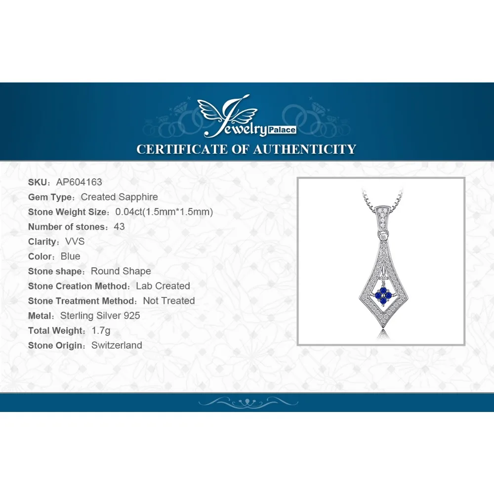 Jewelrypalace нежные круглые Форма создания Сапфир кулон чистого 925 серебро Для женщин