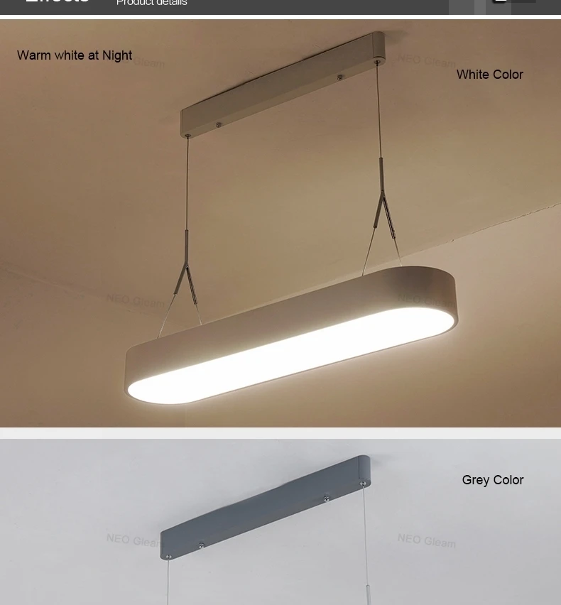 NEO Gleam минимализм современные светодиодные подвесные светильники для столовой Гостиная Кухня Бар комната серый/белый цвет 85-265 в подвесной
