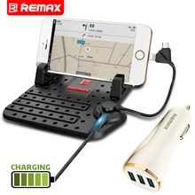Remax Universal 1 Phone Holder + 1 Car Charger Set Mobile Holder 3 USB Car Charger Magnet Connect Adjust Bracket Dual Head Cable