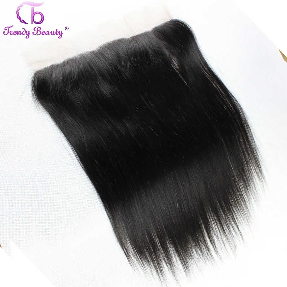 

[Trendy Beauty Hair] Lace Frontal Indian Straight Human Hair 13*4 Ear to Ear Frontal Pre Plucked 12-20 inch Non-remy Hair