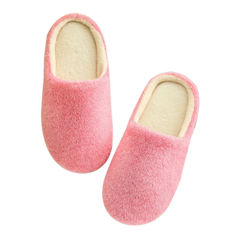 

2019 Winter Women Slippers Indoor Plush Slippers Solid Color Home Shoes for Lovers Floor Soft Slippers Man Warm Shoes Pantuflas