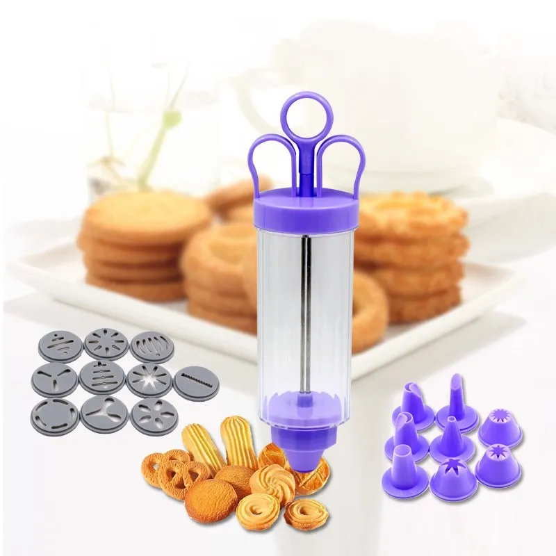 

Plastic Decorator Baking Cookie Gun 18 Piece Set Baking Twisting Gun Transparent Cream Gun Cookie Gun Kitchen Baking Tool