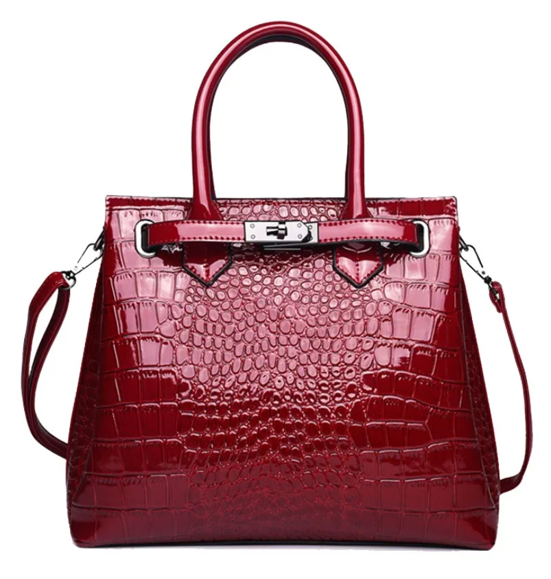 BRIGGS, деловая женская сумка, модная женская Повседневная сумка, качество, из искусственной кожи, с узором «крокодиловая кожа», большая сумка на плечо - Цвет: red
