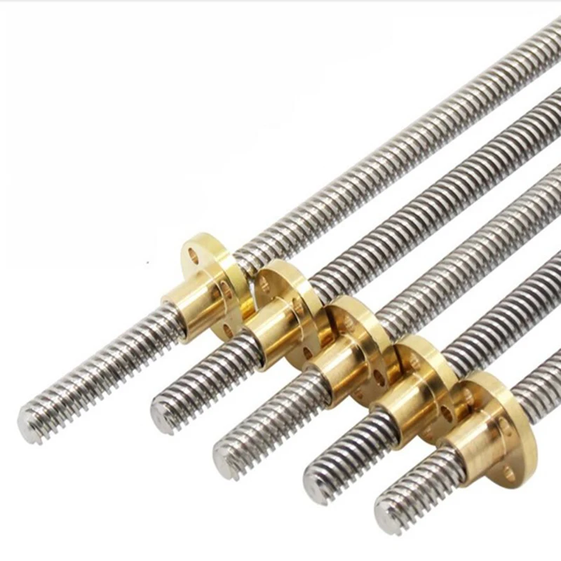 2pcs T8 lead 8mm Lead Screw Thread Rods length 365MM 515MM +Copper Nuts