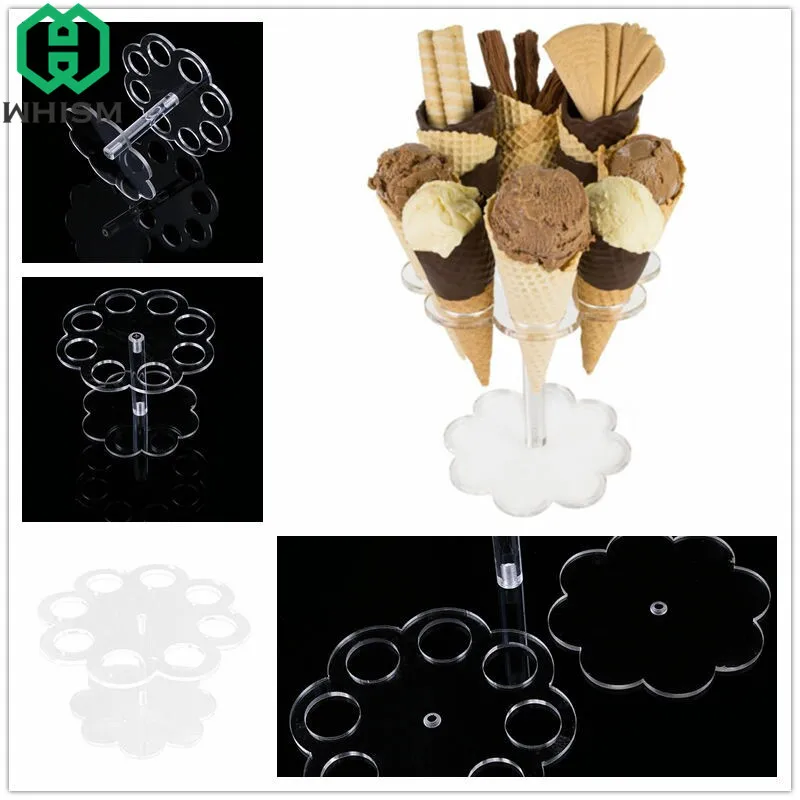 WHISM 8 Hole Ice Cream Candy Acrylic Holder Cupcake Cones Holders
