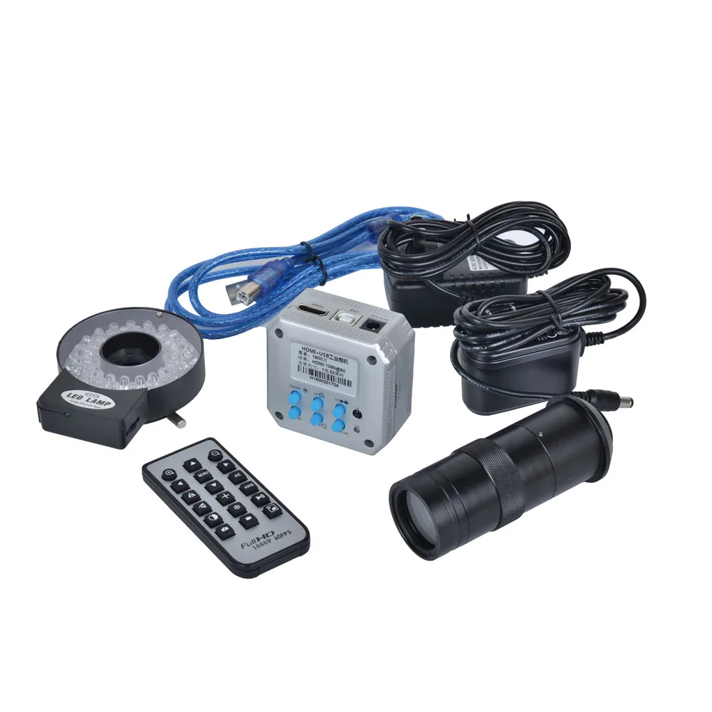 16MP 1080P HDMI USB выход промышленный микроскоп камера + 100X C mount объектив 40 Led свет для
