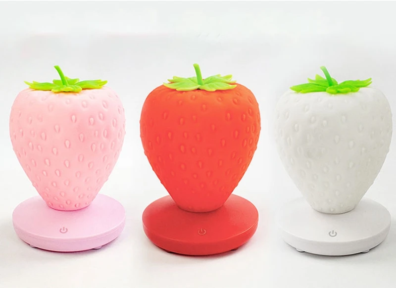 Creative Silicone Strawberry LED Night Light USB Charging Touch Dimmable Decorative Atmosphere Lamp for Baby Children Kids Gift (14)