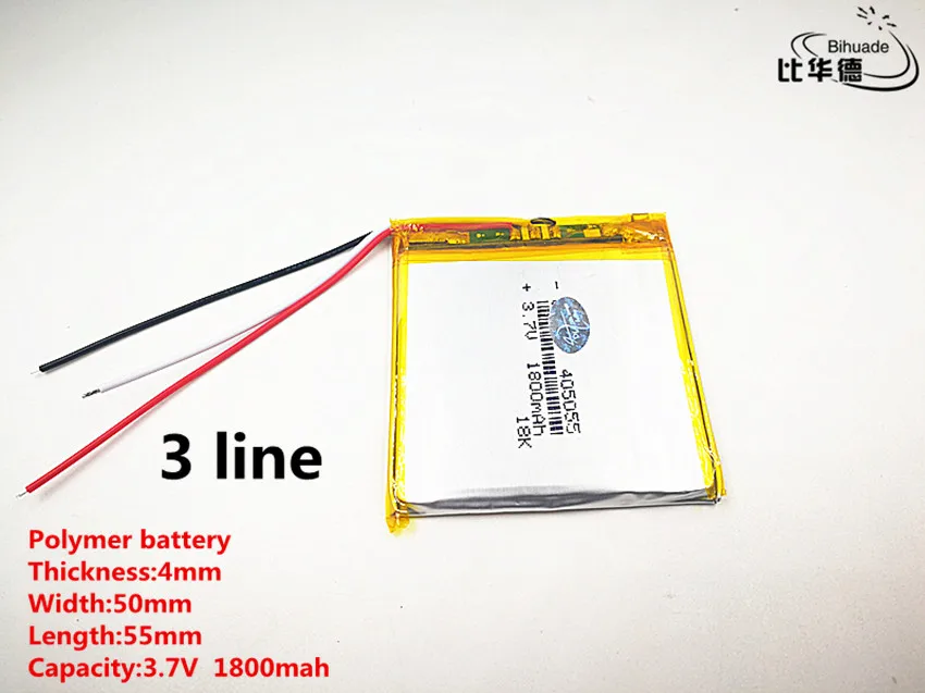 3 линии хорошего качества 3,7 V, 1800 mAH, 405055 полимерный литий-ионный/литий-ионный аккумулятор для игрушки, POWER BANK, gps, mp3, mp4