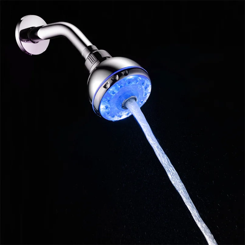 Round Water Saving Shower Heads 7 Colorful LED Light Water Bath Bathroom Filtration Shower Hand Hold Type #2y30 (3)