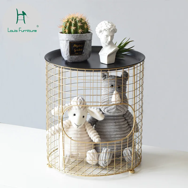 

Louis Fashion Nordic Golden Iron Baskets Receive Small Tea Table Template Room Metal Soft Decoration Corner