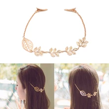 Новая Женская мода горный хрусталь цепь оголовье лента для волос в форме листа заколка для волос ювелирные изделия#11