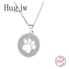 hot sale sterling silver 925 cat paw footprint necklace in jewelry pendant necklace with CZ chain fashion jewelry for women bamoer fashion genuine 925 sterling silver cute pet pussy cat chain pendant necklace for women sterling silver jewelry scn232