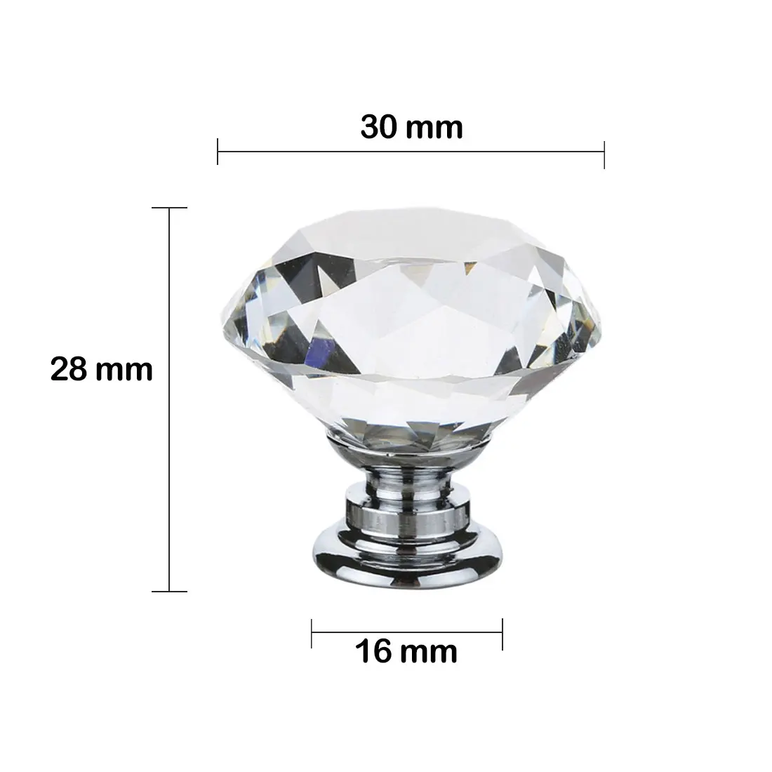 12Pcs Crystal Glass Diamond Cabinet Knob Drawer Cupboard Door Handle Pull Set