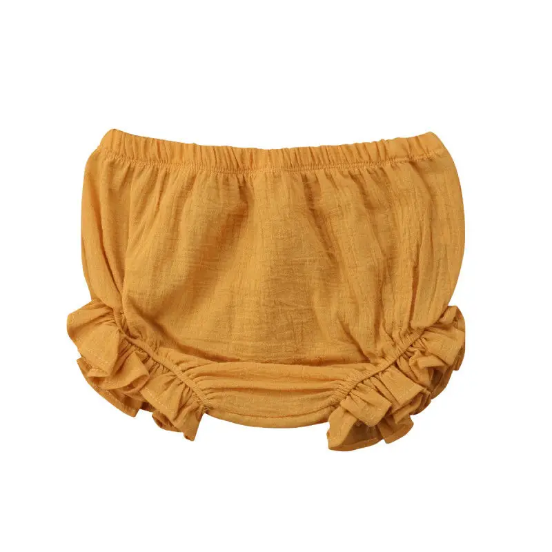 Однотонные штаны с кисточками для маленьких мальчиков и девочек 1-4 лет, шорты, шаровары, летние милые трусики - Цвет: Цвет: желтый