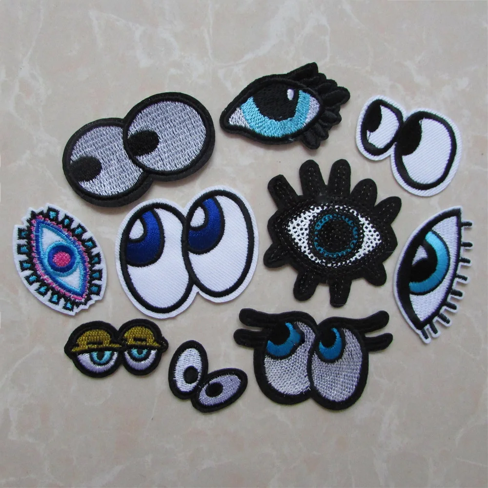 

fashion style 1PC Eye Iron-on Patches For Clothes Sew Sequin Applique Badge Sticker Motif Embroidery Patches DIY Accessories