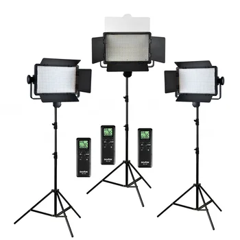 

Godox 3x LED500C 3300-5600K Bi-color 500 LED Panel Video Light Continuous Lighting Kit LED500W + 2.8m Stand + Adapter