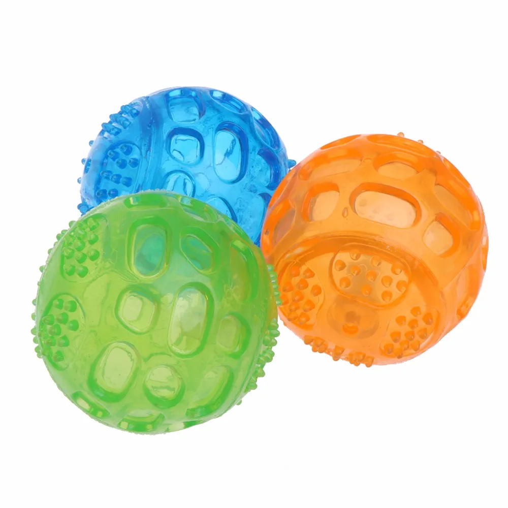 1Pc Pet Dog Ball Toys Chew Waterproof Squeak Squeaky Sound Toy Bite