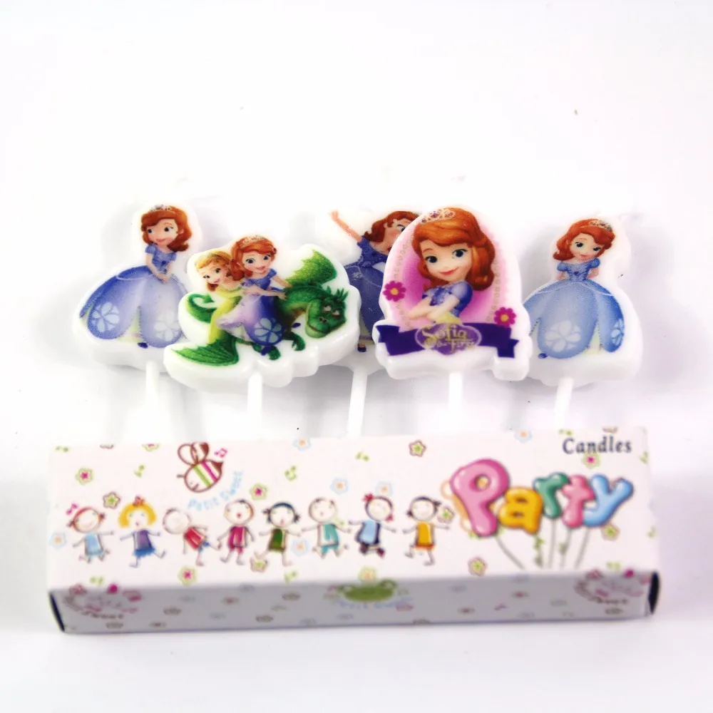 

5Pcs/pack Disney Sofia Theme Cake Candles Cartoon Party Candles Happy Birthday Party Cake Topper Party Decor Supplies