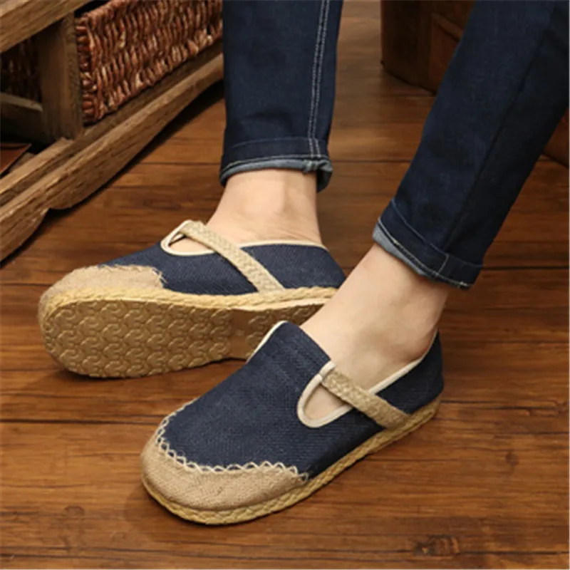 

Summer Loafers Men's Casual Shoes Canvas Shoes For Men Hemp Comfortable Breathable Fisherman Shoes Male Shoes soft Espadrilles