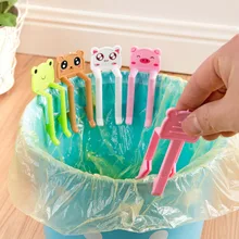 Барахло папка зажим Кухня моющие средства с любимыми персонажами из мультфильмов, с рисунками животных, 2 шт./компл. Пластик мусорное ведро зажимы мультфильм мусорное ведро зажим