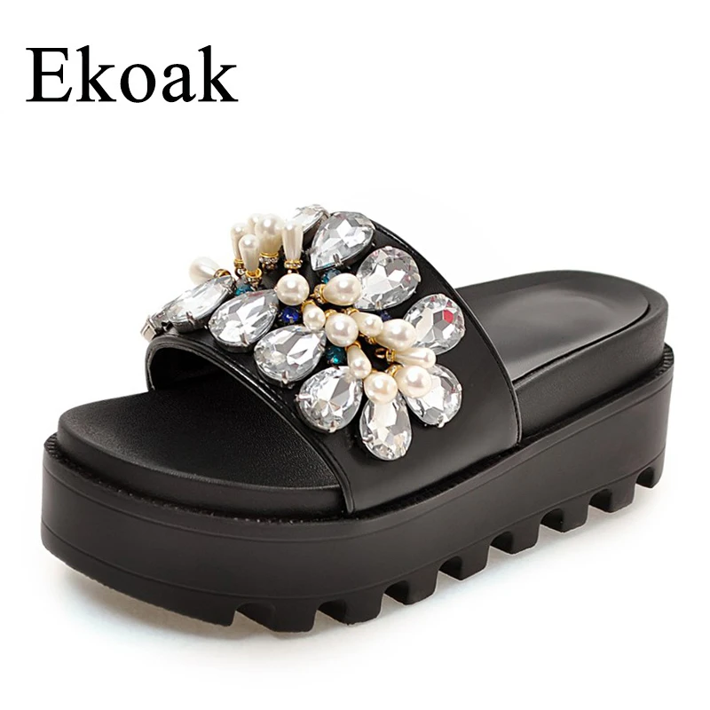 Ekoak New 2018 Fashion Women Sandals Summer Shoes Woman Shining Crystal Ladies Wedges Platform Sandals Beach Shoes Woman ekoak new 2018 summer shoes woman fashion crystal women sandals ladies wedges platform shoes woman party shoes gladiator sandals