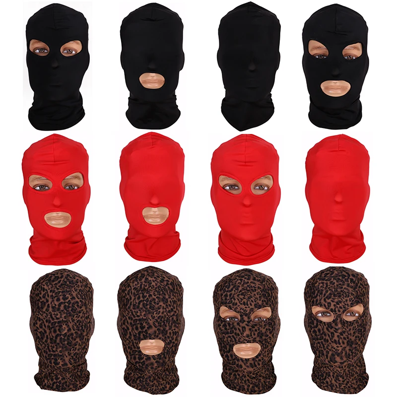 

2019 New Full Face Cover Mask Three 3 Hole Balaclava Knit Hat Winter Stretch Snow mask Beanie Hat Cap New Black Warm Face masks