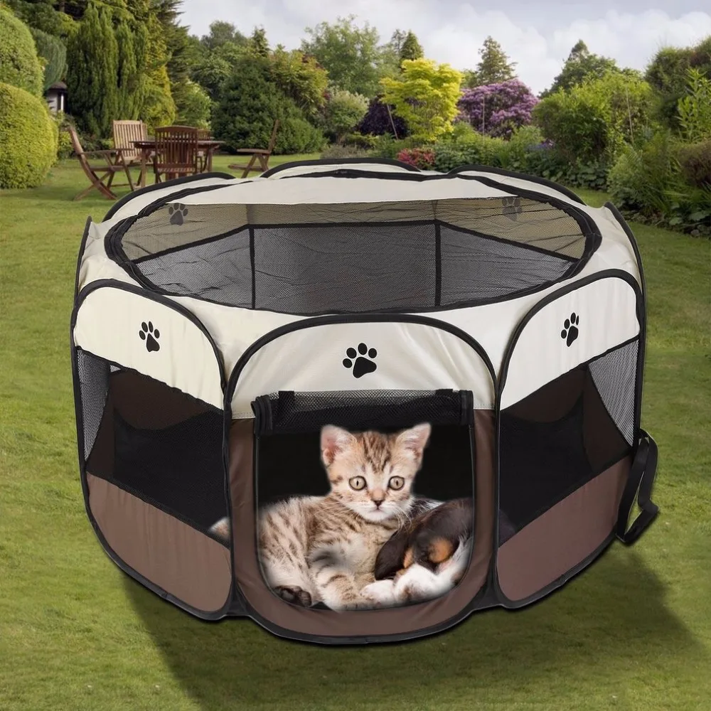  S M L Portable Outdoor Detachable Folded Folding Waterproof Octagonal Pet Dog Cat Kennel Puppy Fenc
