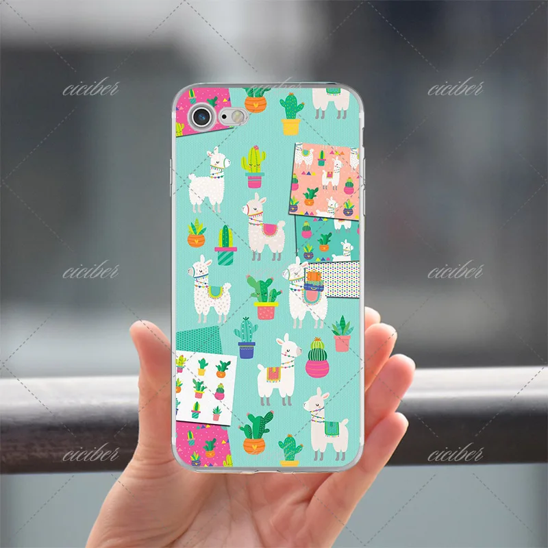 ciciber Cute Llama Alpaca Animals Cartoon Soft Silicon Phone Cases Cover For iPhone X 8 7 6 Plus 6S Plus 5S SE Capinha Fundas