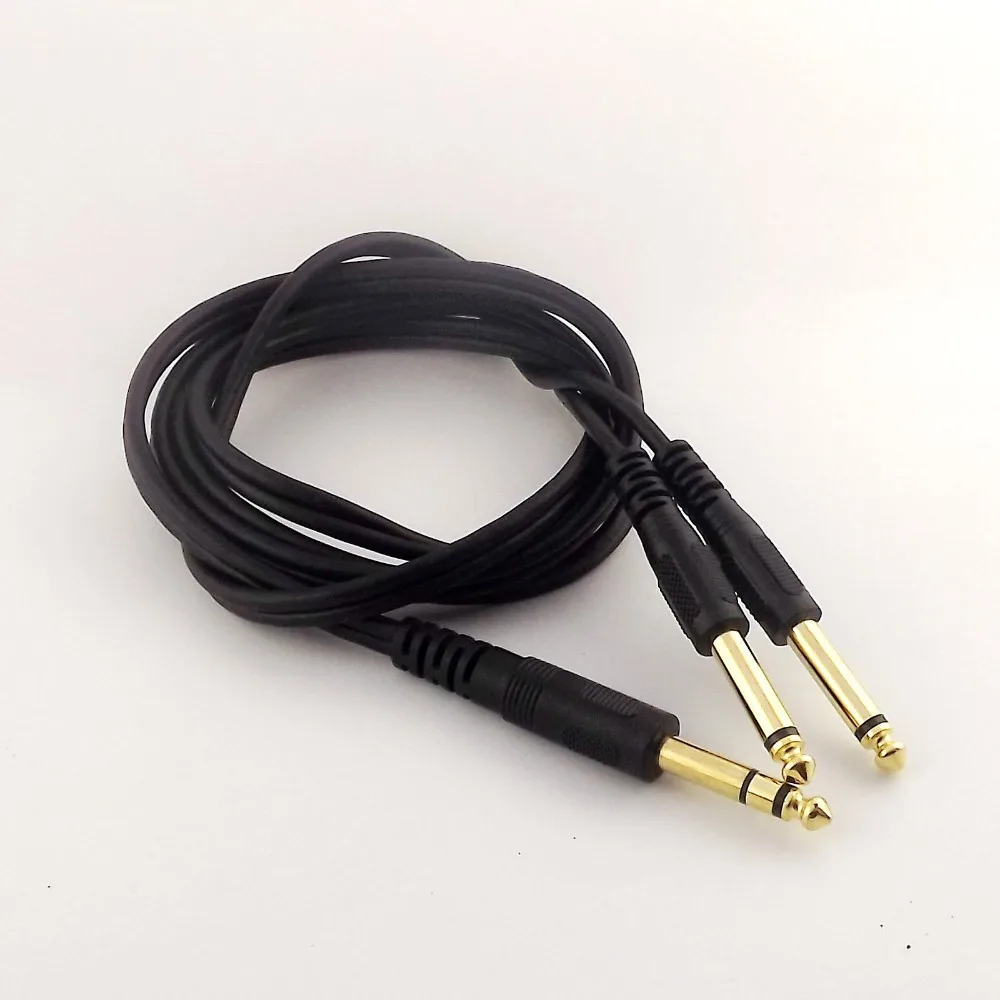 

10pcs Gold 6.35mm Stereo Male to 2x1/4" Male Convertor Mono Splitter Cable Adapter 5ft