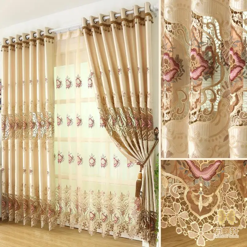 Luxury Pattern See Through Tulle for Curtain Colorful Elegance Detail