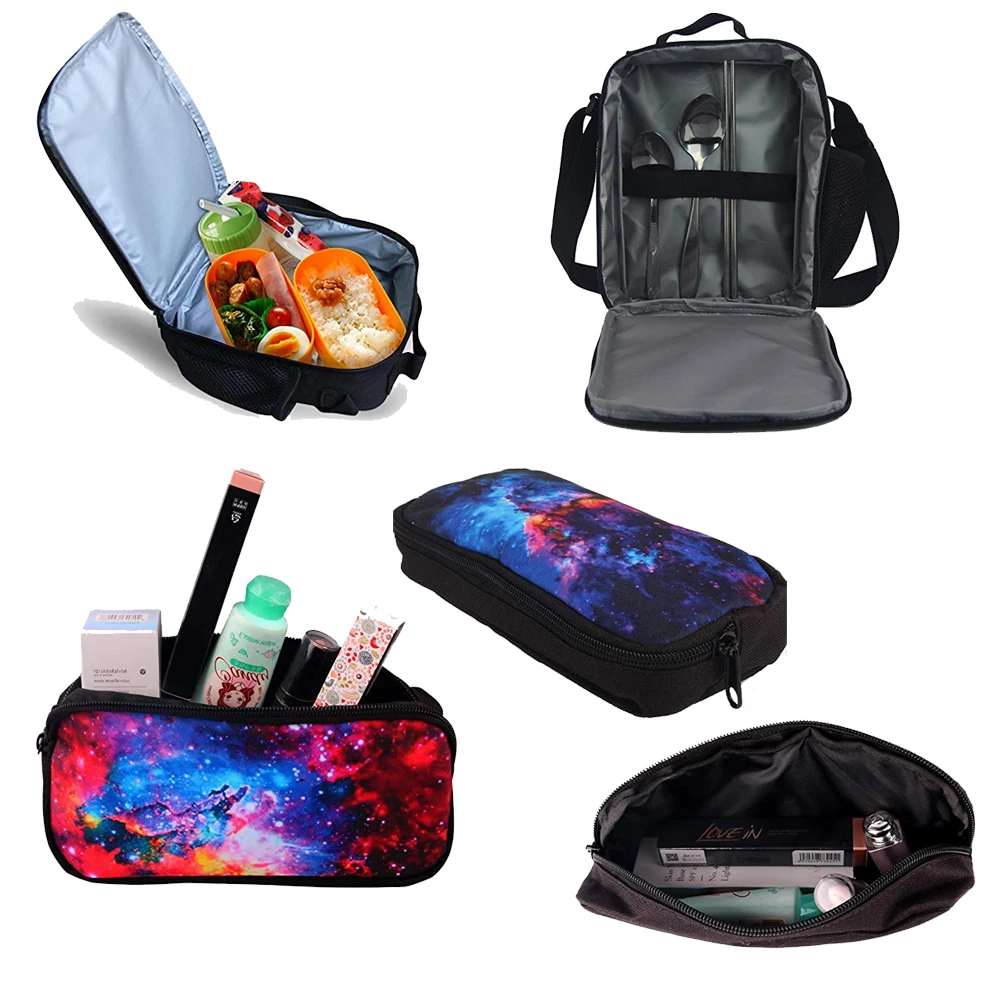 INSTANTARTS 3D Cat Reflection Tiger Printing Boys School Bags 3pcs/set Backpack Student Satchel Escolar for Children Book Bags