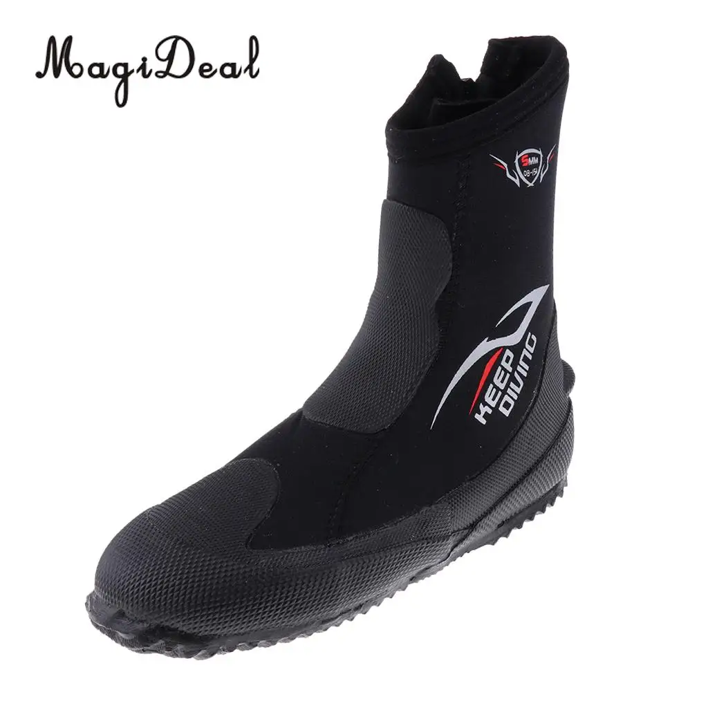 MagiDeal унисекс 5 мм Премиум неопрен высокие Гидрокостюмы на молнии ботинки для дайвинга водные виды спорта Подводное плавание ботиночки обувь черный