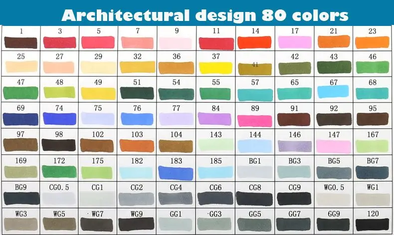 TouchFIVE 80 цветов Рисование маркер ручка кисть анимация набор маркеров для эскизов для художника манга графическое спиртовой маркер поставки - Цвет: T5 Architectural 80