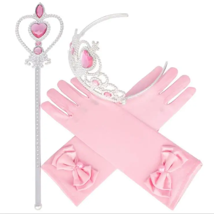 

New Arrival 3Pcs/set Princess Accessories Crown Bowknot Gloves Magic Wand Girl Play Party Set