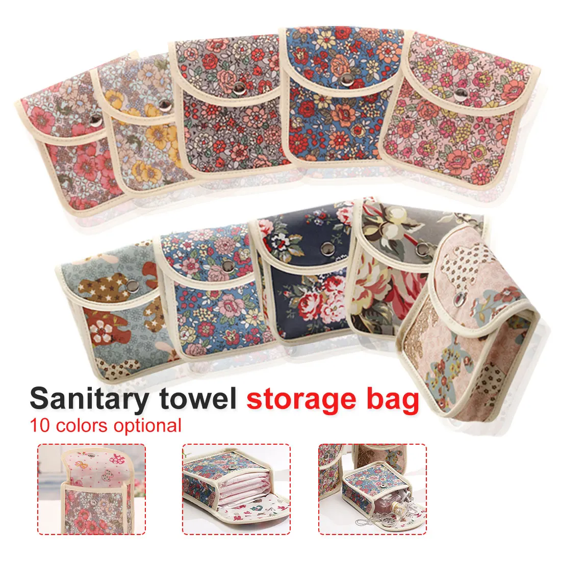 

Small Hibiscus Reusable Bag for Cloth Pads Sanitary Pads Bags Wet Bag Napkin Also Can Be Makeup Bag Menstrual Makeup Tool